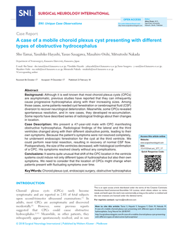 A Case of a Mobile Choroid Plexus Cyst Presenting with Different Types of Obstructive Hydrocephalus