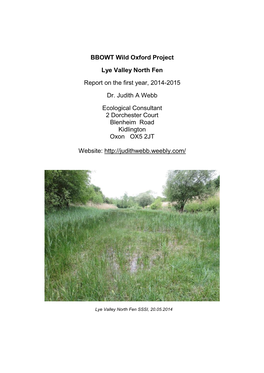 BBOWT Wild Oxford Project Lye Valley 2014-2015