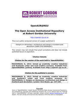 Openair@RGU the Open Access Institutional Repository at Robert