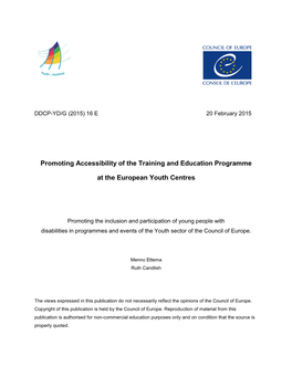 Manual Promoting Accessibility of the Training and Education Programme