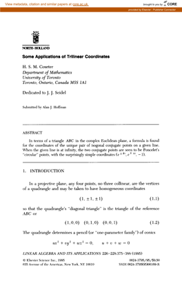 Some Applications of Trilinear Coordinates