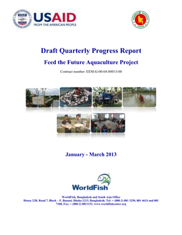 Draft Quarterly Progress Report Feed the Future Aquaculture Project