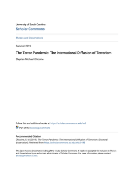 The Terror Pandemic: the International Diffusion of Terrorism