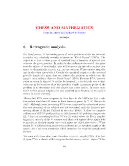 CHESS and MATHEMATICS 6 Retrograde Analysis
