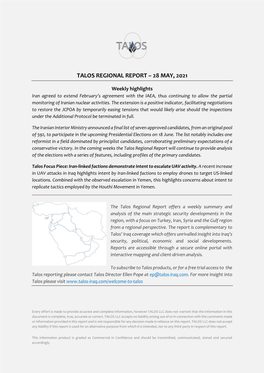 Talos Regional Report – 28 May, 2021