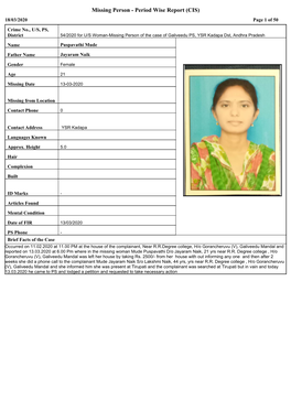 Missing Person - Period Wise Report (CIS) 18/03/2020 Page 1 of 50