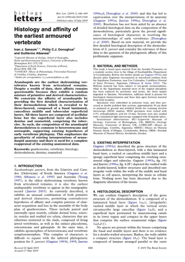 Histology and Affinity of the Earliest Armoured Vertebrate