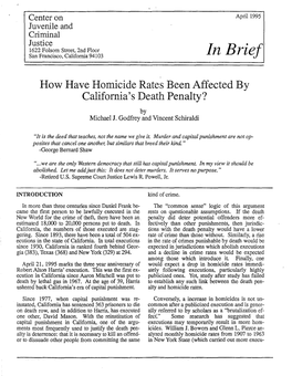 How Have Homicide Rates Been Affected by California's Death Penalty? by Michael J