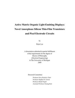 Active Matrix Organic Light-Emitting Displays: Novel Amorphous Silicon Thin-Film Transistors and Pixel Electrode Circuits