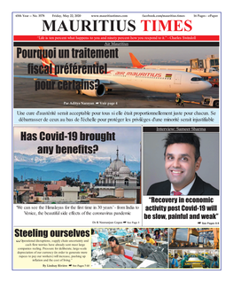 Mauritius Times Epaper Friday 22 May 2020