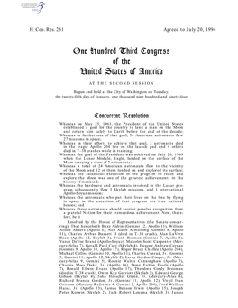 One Hundred Third Congress of the United States of America