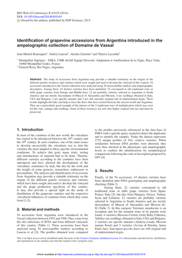 Identification of Grapevine Accessions From