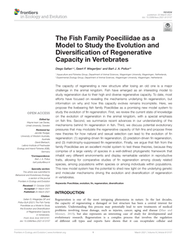 The Fish Family Poeciliidae As a Model to Study the Evolution and Diversiﬁcation of Regenerative Capacity in Vertebrates