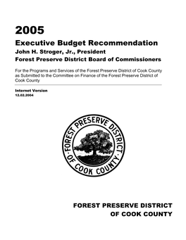 2005 Executive Budget Recommendations