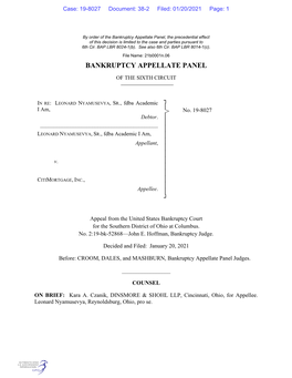 Bankruptcy Appellate Panel, the Precedential Effect of This Decision Is Limited to the Case and Parties Pursuant to 6Th Cir