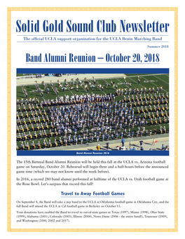 Solid Gold Sound Club Newsletter the Official UCLA Support Organization for the UCLA Bruin Marching Band