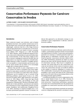 Conservation Performance Payments for Carnivore Conservation in Sweden