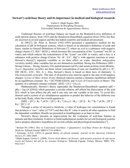 Stewart's Acid-Base Theory and Its Importance in Medical And