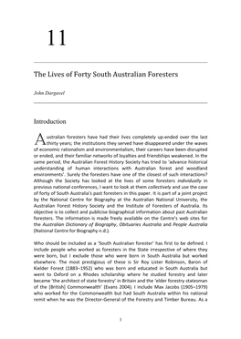 The Lives of Forty South Australian Foresters