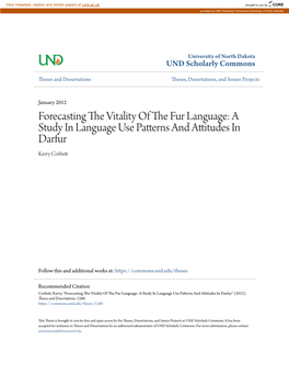 Forecasting the Vitality of the Fur Language: a Study in Language Use Patterns and Attitudes in Darfur