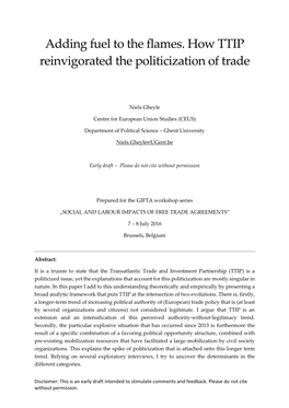 Adding Fuel to the Flames. How TTIP Reinvigorated the Politicization of Trade