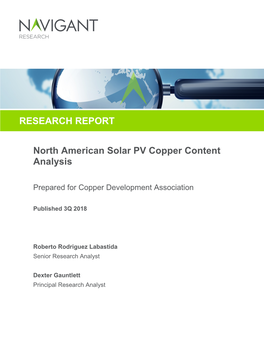 North American Solar PV Copper Content Analysis RESEARCH REPORT