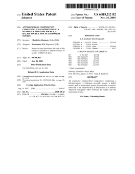 (12) United States Patent (10) Patent No.: US 6,818,212 B2 Johansen (45) Date of Patent: Nov