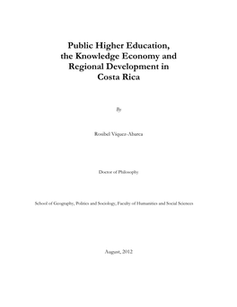 Public Higher Education, the Knowledge Economy and Regional Development in Costa Rica