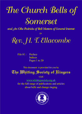 The Church Bells of Somerset and an Olla Podrida of Bell Matters of General Interest