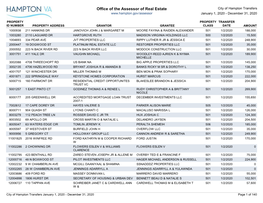 Office of the Assessor of Real Estate City of Hampton Transfers January 1, 2020 - December 31, 2020