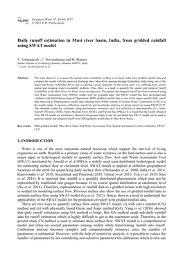 Daily Runoff Estimation in Musi River Basin, India, from Gridded Rainfall Using SWAT Model