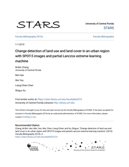 Change Detection of Land Use and Land Cover in an Urban Region with SPOT-5 Images and Partial Lanczos Extreme Learning Machine