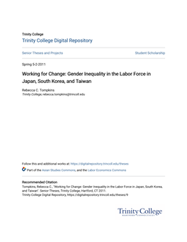 Gender Inequality in the Labor Force in Japan, South Korea, and Taiwan