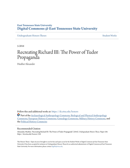 Recreating Richard III: the Power of Tudor Propaganda