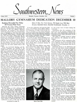 Mallory Gymnasium Dedication December 10