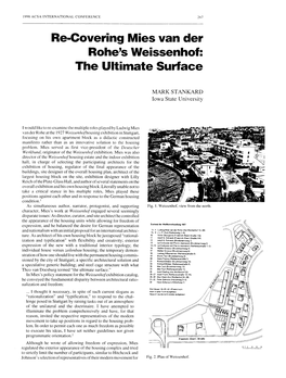 Re-Covering Mies Van Der Roheys Weissenhof: the Ult Mate Surface