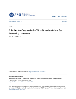 A Twelve-Step Program for COPAS to Strengthen Oil and Gas Accounting Protections