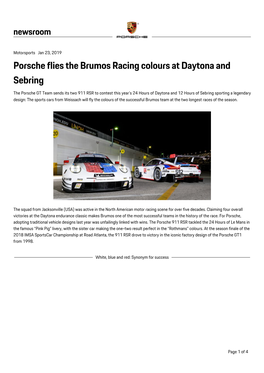 Porsche Flies the Brumos Racing Colours at Daytona and Sebring, Press Release, 01/23/2019, Porsche AG