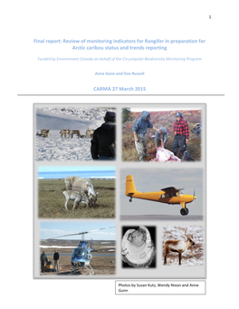 Final Report: Review of Monitoring Indicators for Rangifer in Preparation for Arctic Caribou Status and Trends Reporting