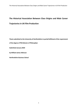 The Historical Association Between Class Origins and Male Career Trajectories in UK Film Production