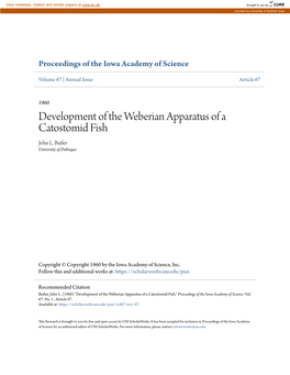 Development of the Weberian Apparatus of a Catostomid Fish John L