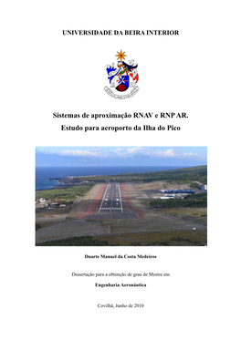 Sistemas De Aproximação RNAV E RNP AR. Estudo Para Aeroporto Da Ilha Do Pico
