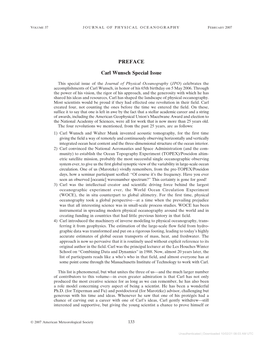 PREFACE Carl Wunsch Special Issue