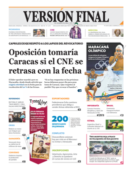 Oposición Tomaría Caracas Si El CNE Se Retrasa Con La Fecha