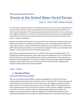 Events at the United States Social Forum