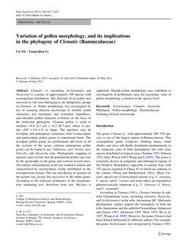 Variation of Pollen Morphology, and Its Implications in the Phylogeny of Clematis (Ranunculaceae)