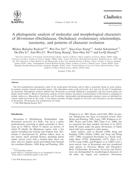 A Phylogenetic Analysis of Molecular and Morphological Characters