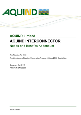 AQUIND INTERCONNECTOR Needs and Benefits Addendum