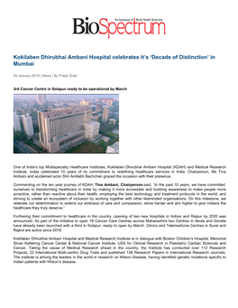 Kokilaben Dhirubhai Ambani Hospital Celebrates It™S