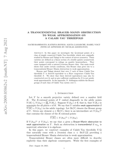 Arxiv:2009.05862V2 [Math.NT] 7 Aug 2021 Otiil Tews Ti Algebraic